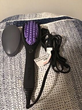 Purple Heated Hair Brush - Sleek Black Handle